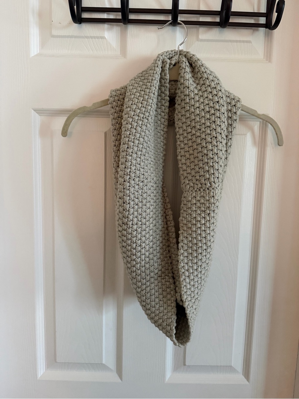 CAbi Cozy Chunky Knit Infinity Scarf in Light Gray